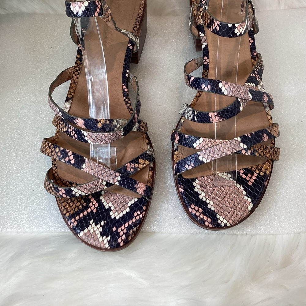 MADEWELL THE LORI LEATHER SNAKE EMBOSSED STRAPPY SANDAL SZ 9 - Picture 5 of 12